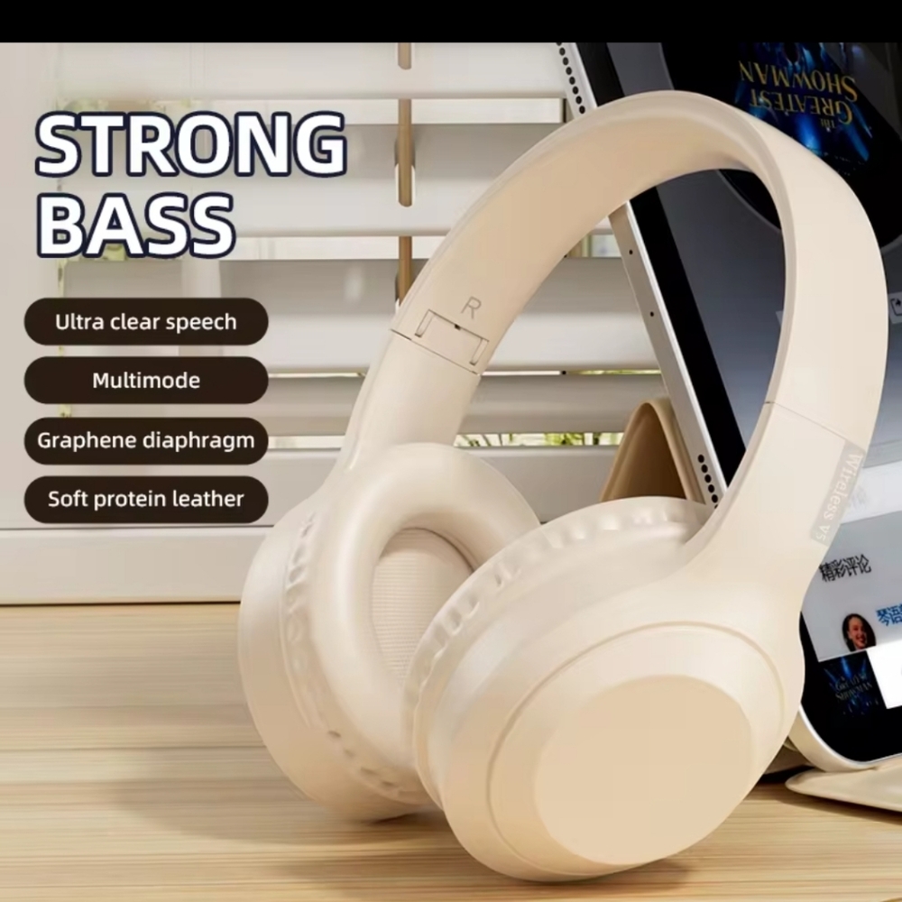 H&S V5 Head-mounted Wireless Bluetooth 5.3 Headphones with Mic Stereo Surround